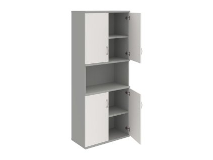 Policová skriňa Strong, 80x192x40 cm, biela/sivá