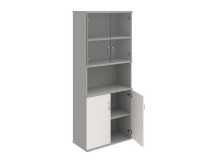 Policová skriňa Strong, 80x192x40 cm, biela/sivá