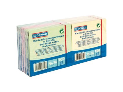 Samolepiaci bloček 76x76mm 4 farby 12 bločkov x 100 listkov