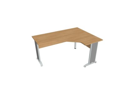 Pracovný stôl Cross, ergo, ľavý, 160x75,5x120 cm, dub/kov