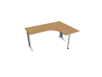 Pracovný stôl Flex, ergo, ľavý, 160x75,5x120 (60x60) cm, dub/kov