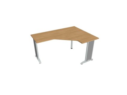 Pracovný stôl Flex, ergo, ľavý, 160x75,5x120 (60x60) cm, dub/kov