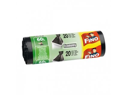 Vrecia zaväzovacie FINO Economy 60 ℓ, 13 mic., 59 x 72 cm, čierne (20 ks)