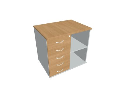 Prídavná skriňa k stolu Hobis, zámok, L, dub / sivá