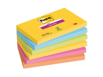 Samolepiaci bloček Post-it Super Sticky CARNIVAL, veľkosť 76 x127 mm 6 bločkov po 90 lístkov