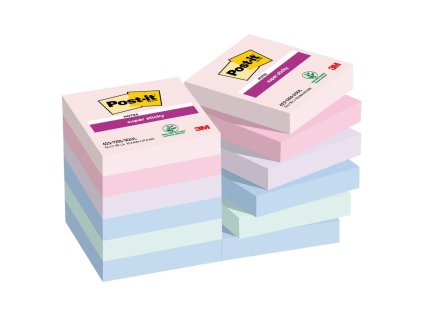 Samolepiaci bloček Post-it Super Sticky SOULFUL, veľkosť 47.6x47.6 mm, 12 bločkov po 90 lístkov
