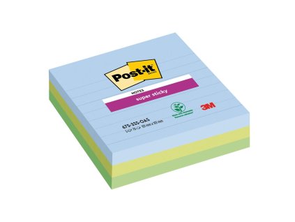 Samolepiaci bloček Post-it Super Sticky OASIS, veľkosť 101x101 mm XL, linajkové, 3 bločky po 70 lístkov
