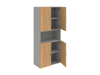 Policová skriňa Drive, 80x185x42 cm, dub/sivá