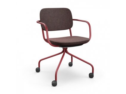 Konferenčná stolička Normo, podrúčky LP, rám RAL3005, látka Xtreme YS136 hnedá