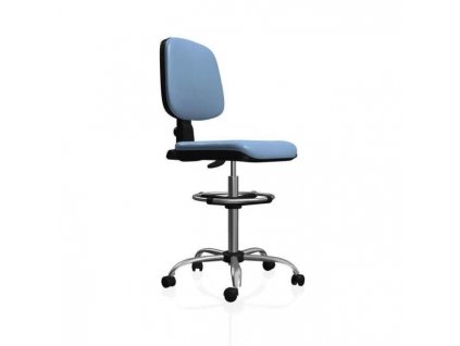Zdravotnícka stolička EKO, extra vysoký piest, aretačný kruh, zdravot. ekokoža svetlá modrá 061