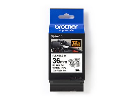 Brother originál páska do tlačiarne štítkov, Brother, TZE-FX261, čierny tlač/biely podklad, laminovaná, 8m, 36mm, flexibilná