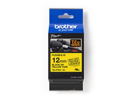 Brother originál páska do tlačiarne štítkov, Brother, TZE-FX631, čierny tlač/žltý podklad, laminovaná, 8m, 12mm, flexibilná