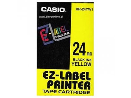 Casio originál páska do tlačiarne štítkov, Casio, XR-24YW1, čierny tlač/žltý podklad, nelaminovaná, 8m, 24mm