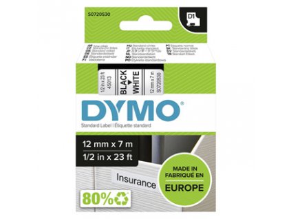 Dymo originál páska do tlačiarne štítkov, Dymo, 45013, S0720530, čierny tlač/biely podklad, 7m, 12mm, D1