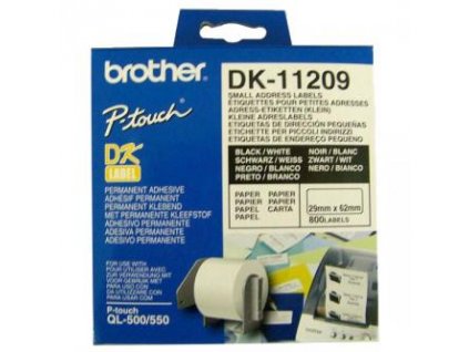 Brother papierové štítky 29mm x 62mm, biela, 800 ks, DK11209, pre tlačiarne rady QL