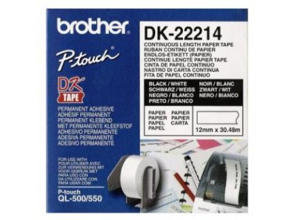 Brother papierová rolka 12mm x 30.48m, biela, 1 ks, DK22214, pre tlačiarne štítkov
