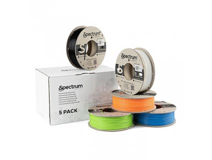 Spectrum 3D filament, Premium PLA, 1,75mm, 5x250g, 80747, mix Polar White, Deep Black, Lion Orange, Pacific Blue, Lime Green