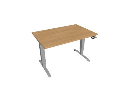 Pracovný stôl Motion, PO, 3S, 120x61 - 128x80 cm, dub/sivá
