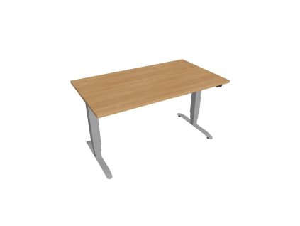 Pracovný stôl Motion, ZO, 3S, 140x61 - 128x80 cm, dub/sivá