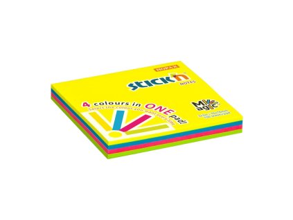 Samolepiaci bloček Stick’n Hopax MAGIC 4 neónové farby, 76 x 76 mm, 100 lístkov