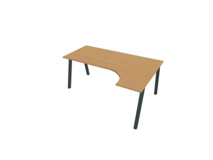 Pracovný stôl UNI A, ergo, ľavý, 180x75,5x120 cm, buk/čierna