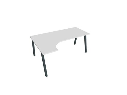Pracovný stôl UNI A, ergo, pravý, 180x75,5x120 cm, biela/čierna