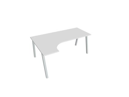 Pracovný stôl UNI A, ergo, pravý, 180x75,5x120 cm, biela/sivá