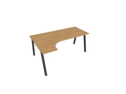 Pracovný stôl UNI A, ergo, pravý, 180x75,5x120 cm, dub/čierna