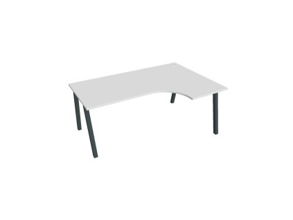 Pracovný stôl UNI A, ergo, ľavý, 180x75,5x120 cm, biela/čierna