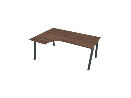 Pracovný stôl UNI A, ergo, pravý, 180x75,5x120 cm, orech/čierna