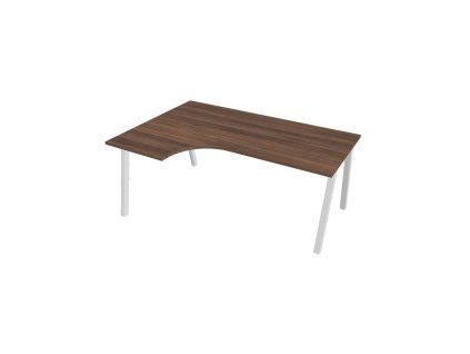 Pracovný stôl UNI A, ergo, pravý, 180x75,5x120 cm, orech/biela