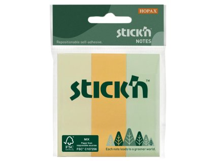 Samolepiaci bloček Stick’n Hopax, 76x25 mm, mix pastelových farieb, 3x50 lístkov
