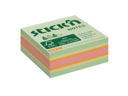 Samolepiaci bloček Stick’n Hopax mini, 51x51 mm, lesný mix pastelových farieb, 240 lístkov