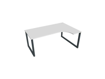 Pracovný stôl UNI O, ergo, ľavý, 180x75,5x120 cm, biela/čierna