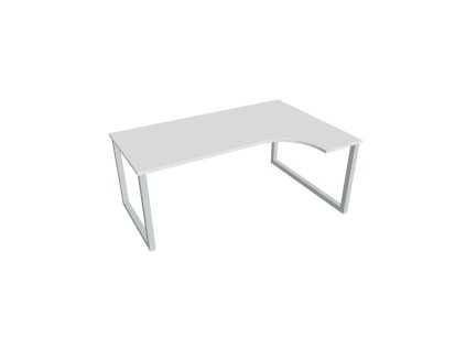 Pracovný stôl UNI O, ergo, ľavý, 180x75,5x120 cm, biela/sivá