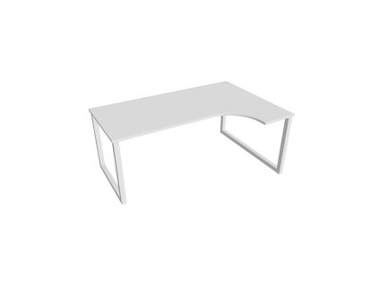 Pracovný stôl UNI O, ergo, ľavý, 180x75,5x120 cm, biela/biela