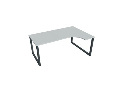 Pracovný stôl UNI O, ergo, ľavý, 180x75,5x120 cm, sivá/čierna