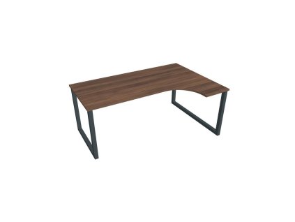 Pracovný stôl UNI O, ergo, ľavý, 180x75,5x120 cm, orech/čierna