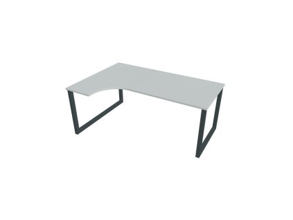 Pracovný stôl UNI O, ergo, pravý, 180x75,5x120 cm, sivá/čierna