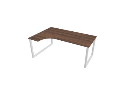 Pracovný stôl UNI O, ergo, pravý, 180x75,5x120 cm, orech/biela