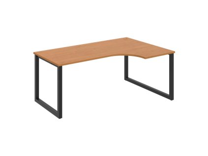 Pracovný stôl UNI O, ergo, ľavý, 180x75,5x120 cm, jelša/čierna