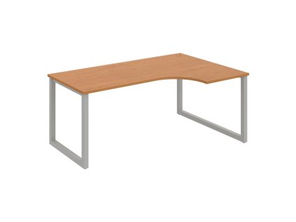 Pracovný stôl UNI O, ergo, ľavý, 180x75,5x120 cm, jelša/sivá
