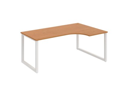 Pracovný stôl UNI O, ergo, ľavý, 180x75,5x120 cm, jelša/biela