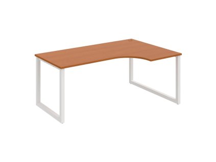 Pracovný stôl UNI O, ergo, ľavý, 180x75,5x120 cm, čerešňa/biela