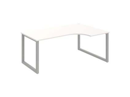 Pracovný stôl UNI O, ergo, ľavý, 180x75,5x120 cm, biela/sivá