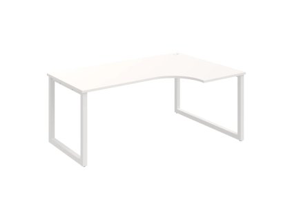 Pracovný stôl UNI O, ergo, ľavý, 180x75,5x120 cm, biela/biela