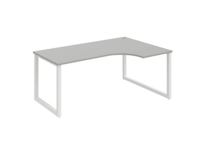 Pracovný stôl UNI O, ergo, ľavý, 180x75,5x120 cm, sivá/biela