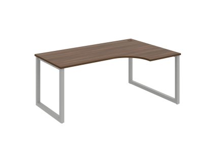 Pracovný stôl UNI O, ergo, ľavý, 180x75,5x120 cm, orech/sivá