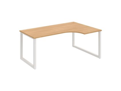 Pracovný stôl UNI O, ergo, ľavý, 180x75,5x120 cm, dub/biela