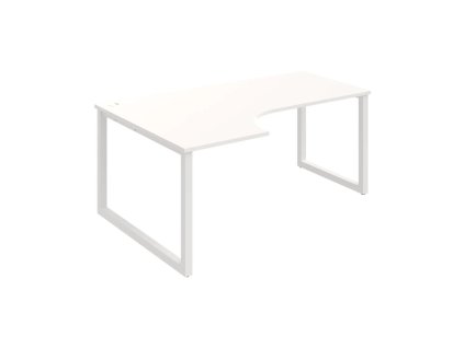 Pracovný stôl UNI O, ergo, pravý, 180x75,5x120 cm, biela/biela